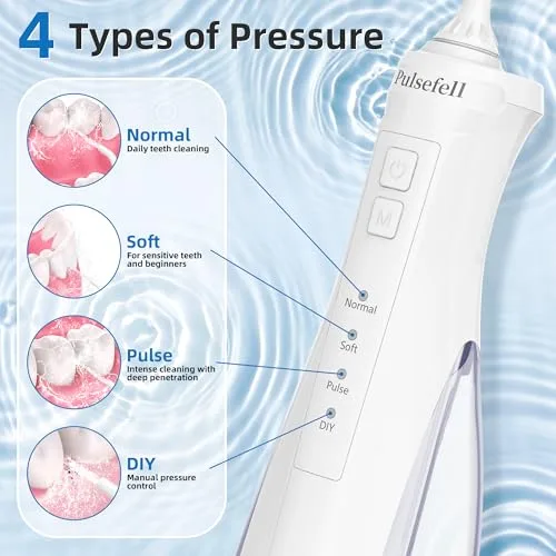Pulsefell ▫️ Irrigador dentário portátil, irrigador a água recarregável de 300 ml 3
