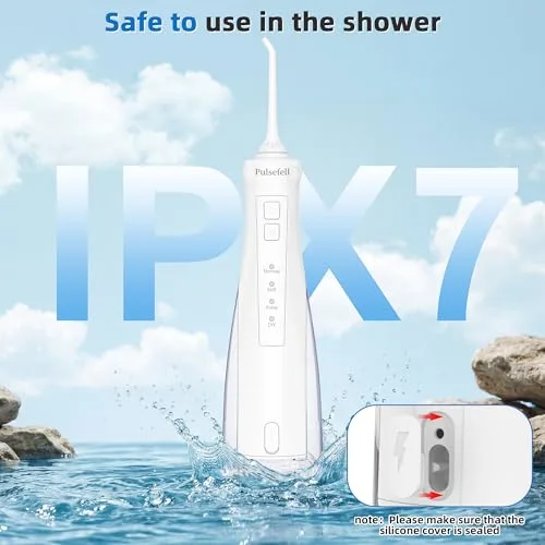 Pulsefell ▫️ Irrigador dentário portátil, irrigador a água recarregável de 300 ml 4