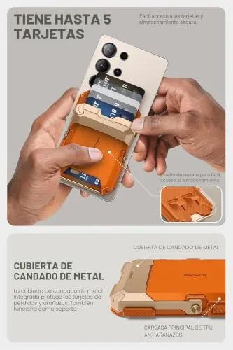 SUPCASE ▫️ MagSafe Carteira Magnética para Homem [Bloqueio RFID][Capacidade para 5 cartões][Suporte ajustável][Com anel magnético] Tripé para Samsung Galaxy S25/24, iPhone 17/16/15/14 e Google Pixel 10 (Coral) 5