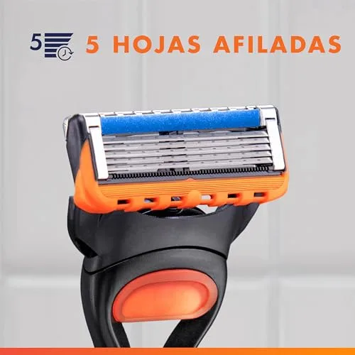 Gillette ▫️ Fusion5 Máquina de barbear para homem com 5 lâminas de substituição, azul/preto 4