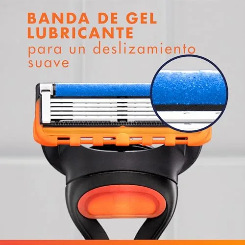 Gillette ▫️ Fusion5 Máquina de barbear para homem com 5 lâminas de substituição, azul/preto 5