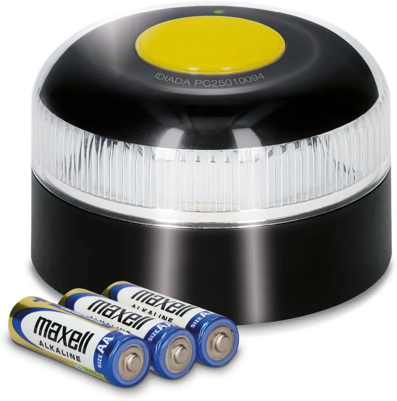 PMK GRUPO ▫️ Baliza V16 Conectada Homologada 2026 | Dados incluídos (até 12/2038) | Luz de emergência LED de 360º com visibilidade de 1 km | Geolocalização por GPS + cartão SIM incluído | Ligação à DGT 3.0 | Sem aplicação nem assinaturas