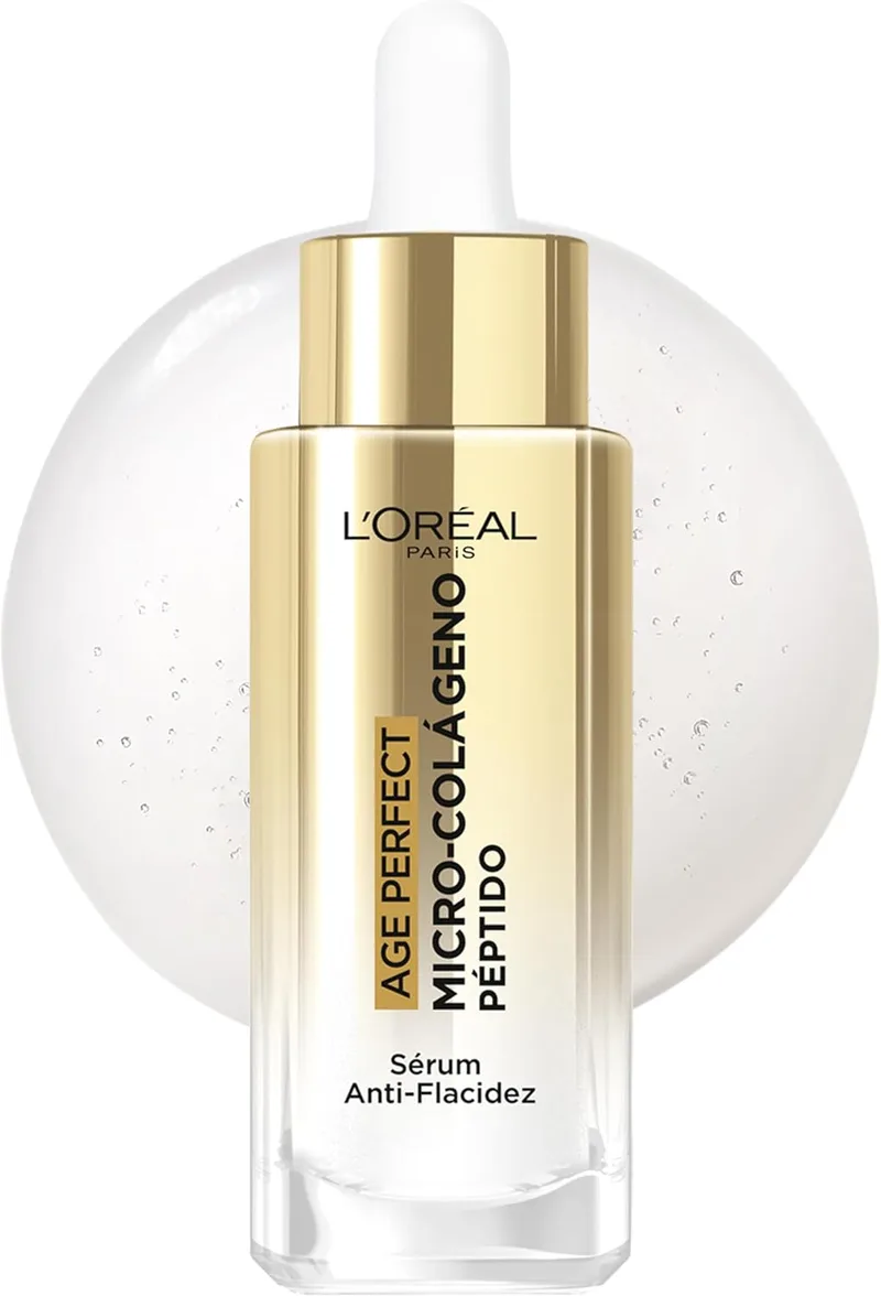 L'Oreal Paris ▫️ L'Oréal Paris Age Perfect Sérum Anti-Flacidez, Enriquecido com Micro-Péptido de Colagénio e Niacinamida, Ajuda a Refirmar a Pele, Reduzir as Rugas e as Manchas. Para pele madura, 30ml