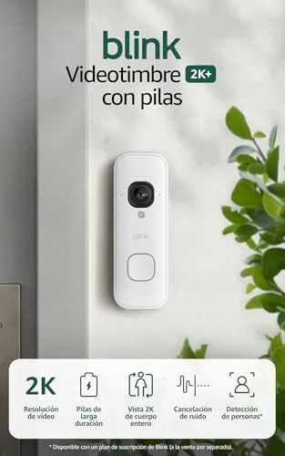 Blink ▫️ Videotimbre 2K+ a pilhas (última geração) | Imagem de corpo inteiro | Áudio melhorado | IP65 | Pilhas de longa duração | Instalação simples | Módulo de sincronização não incluído (branco) 2