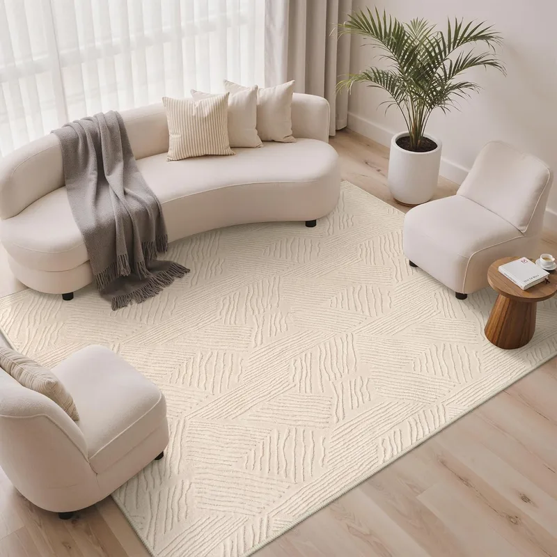 BEIMO ▫️ Tapete de sala de pêlo curto, tapetes escandinavos modernos, antiderrapantes e laváveis, tapete grande para sala de estar, quarto, sala de jantar, com padrão de linhas, 160 x 230 cm