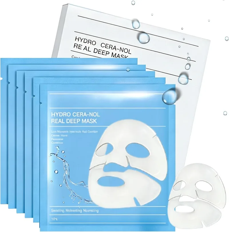 Puokmy ▫️ Máscara Facial de Colagénio, Máscaras Faciais, Máscara Facial Hidratante e Umectante com Colagénio, Máscara Facial para Iluminar a Pele, Máscara Facial para Reduzir as Linhas de Expressão, 6 unidades