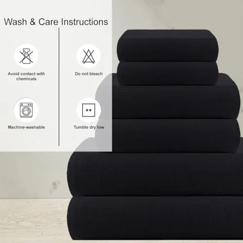 Casa Copenhagen ▫️ Conjunto de 6 toalhas de banho, 600 g/m², Preto 5
