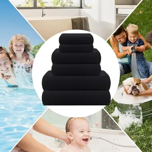 Casa Copenhagen ▫️ Conjunto de 6 toalhas de banho, 600 g/m², Preto 6
