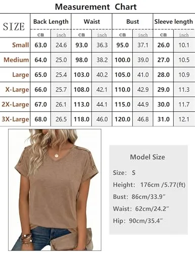 Totatuit ▫️ Camiseta de Verão para Mulher, de manga curta, com decote em V, de cor única 6