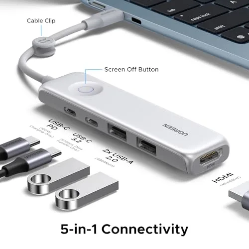 UGREEN ▫️ Revodok Hub USB-C 5 em 1: Adaptador USB-C fino e leve 2
