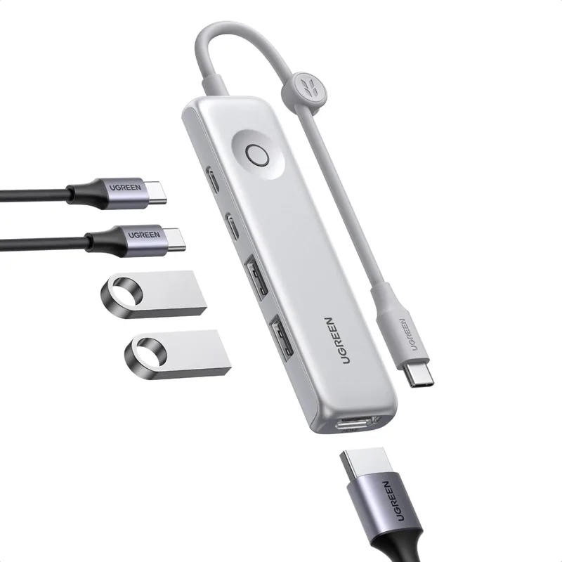 UGREEN ▫️ Revodok Hub USB-C 5 em 1: Adaptador USB-C fino e leve
