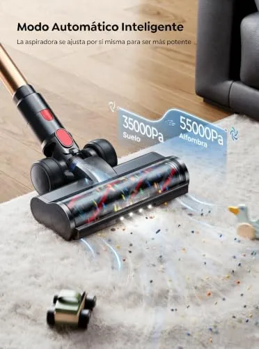 SMOTURE ▫️ Aspirador sem fio 55 kPa/650 W/70 min (ECO), aspirador vertical potente com escova para colchões, mangueira de 1 m, escova anti-emaranhamento com luz, Modo Automático, Carregamento na Parede, Carro/Pavimentos/Tapetes 6