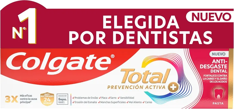 Colgate ▫️ Total Prevenção Ativa + Anti-Desgaste Dentário Pasta de dentes 75 ml