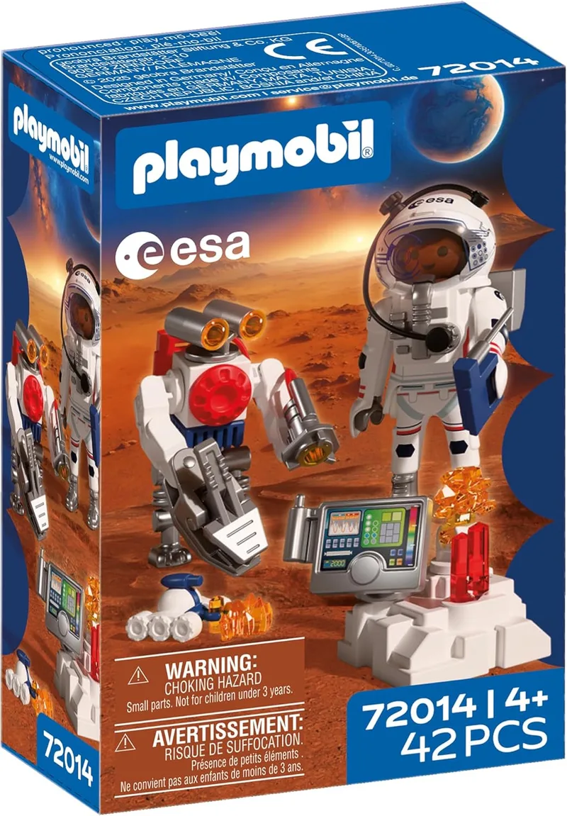 PLAYMOBIL ▫️ ESA Space Astronaut with Robot | Com Mars rover, estação de análise e 3 amostras de rocha | Investigação espacial | Diversão para crianças a partir dos 4 anos | 72014
