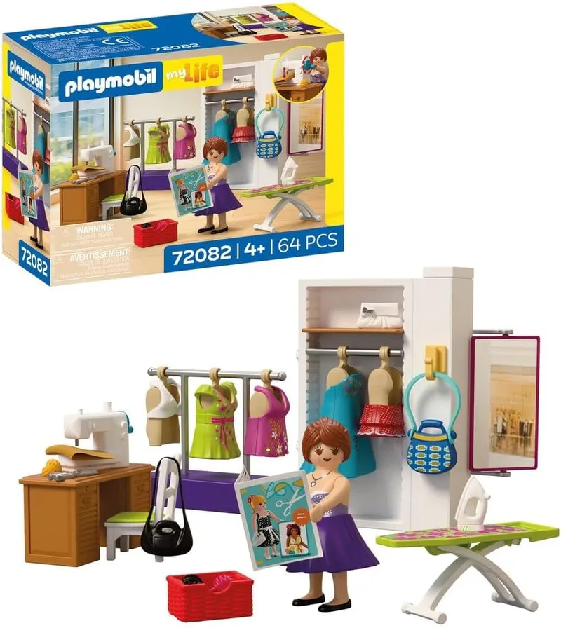 PLAYMOBIL ▫️ MyLife Fashion Designer | Oficina de costura com máquina de costura e 6 conjuntos | Estimula a criatividade | Brinquedo para crianças a partir dos 4 anos | 72082