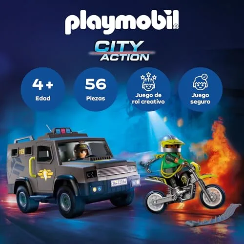 PLAYMOBIL ▫️ City Action | Veículo SWAT | com agente da polícia, mota de criminoso e banda de pregos | Brinquedo infantil a partir dos 4 anos | 72066 2