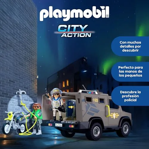 PLAYMOBIL ▫️ City Action | Veículo SWAT | com agente da polícia, mota de criminoso e banda de pregos | Brinquedo infantil a partir dos 4 anos | 72066 3