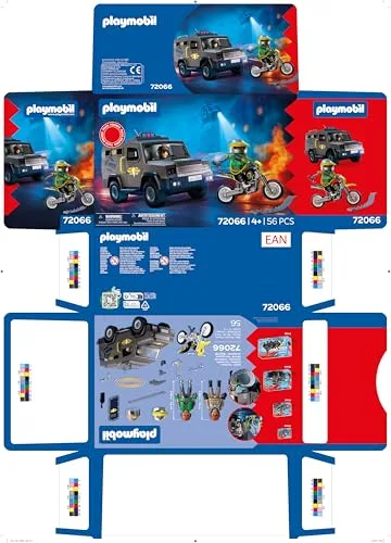 PLAYMOBIL ▫️ City Action | Veículo SWAT | com agente da polícia, mota de criminoso e banda de pregos | Brinquedo infantil a partir dos 4 anos | 72066 7