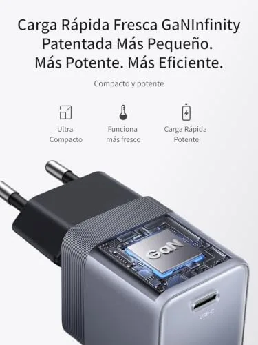 UGREEN ▫️ Nexode Mini Carregador USB-C Carregamento Rápido PPS 45 W 1C GAN Tomada USB 6