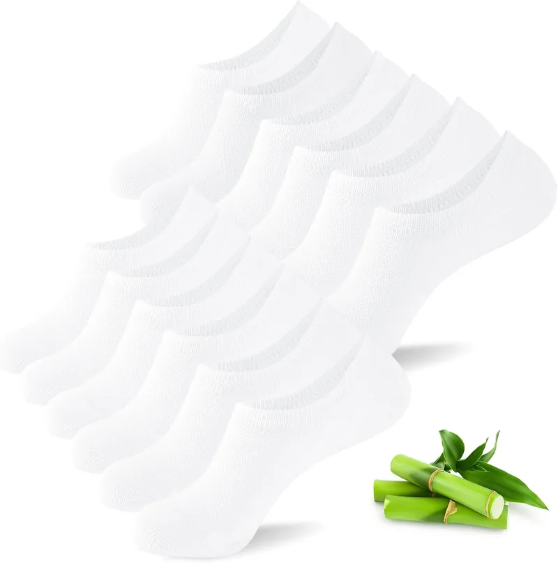 inaWarm ▫️ Meias de bambu para mulher (tamanhos 39-42 e 35-38), respiráveis, meias invisíveis com silicone antiderrapante, 6 pares