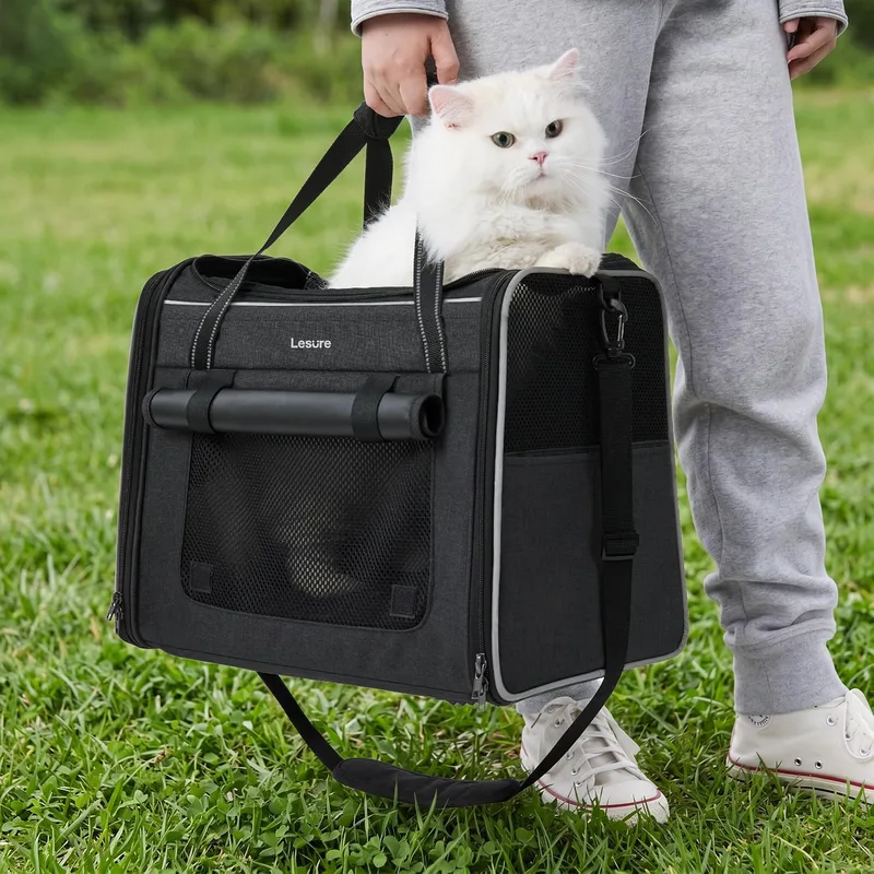 LE SURE ▫️ Lesure - Transportadora dobrável para gatos, 43,5 x 29,5 x 34 cm, preta