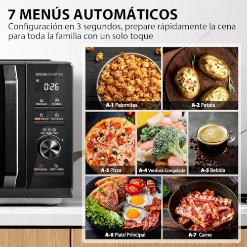 Toshiba ▫️ Micro-ondas digital com grelha, 25 L, inversor de 900 W, 10 níveis de potência, controlo preciso, aquecimento uniforme, preto elegante MW3-AG25PFI(BK) 5