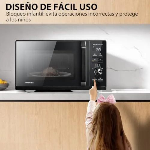 Toshiba ▫️ Micro-ondas digital com grelha, 25 L, inversor de 900 W, 10 níveis de potência, controlo preciso, aquecimento uniforme, preto elegante MW3-AG25PFI(BK) 6