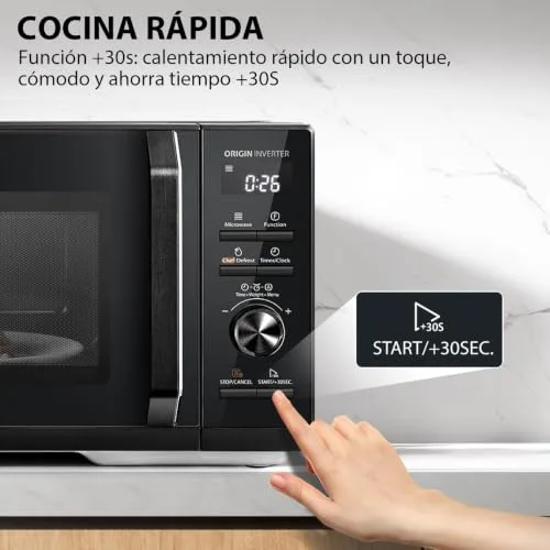Toshiba ▫️ Micro-ondas digital com grelha, 25 L, inversor de 900 W, 10 níveis de potência, controlo preciso, aquecimento uniforme, preto elegante MW3-AG25PFI(BK) 7