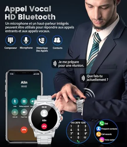 LIGEMI ▫️ Relógio inteligente para homem com 3 braceletes, ecrã HD AMOLED de 1,43", com chamadas Bluetooth, monitor de sono, resistência à água de 5 ATM e mais de 100 modos desportivos para Android e iOS 3