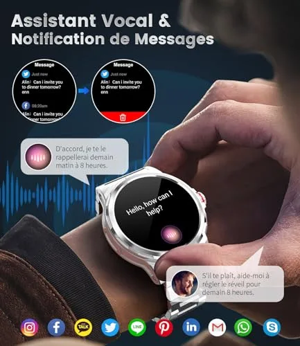 LIGEMI ▫️ Relógio inteligente para homem com 3 braceletes, ecrã HD AMOLED de 1,43", com chamadas Bluetooth, monitor de sono, resistência à água de 5 ATM e mais de 100 modos desportivos para Android e iOS 4