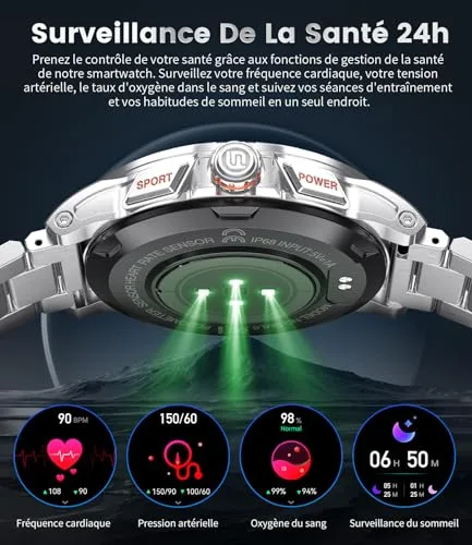 LIGEMI ▫️ Relógio inteligente para homem com 3 braceletes, ecrã HD AMOLED de 1,43", com chamadas Bluetooth, monitor de sono, resistência à água de 5 ATM e mais de 100 modos desportivos para Android e iOS 5