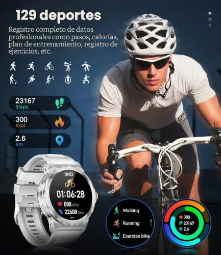 LIGEMI ▫️ Relógio inteligente para homem com 3 braceletes, ecrã HD AMOLED de 1,43", com chamadas Bluetooth, monitor de sono, resistência à água de 5 ATM e mais de 100 modos desportivos para Android e iOS 6