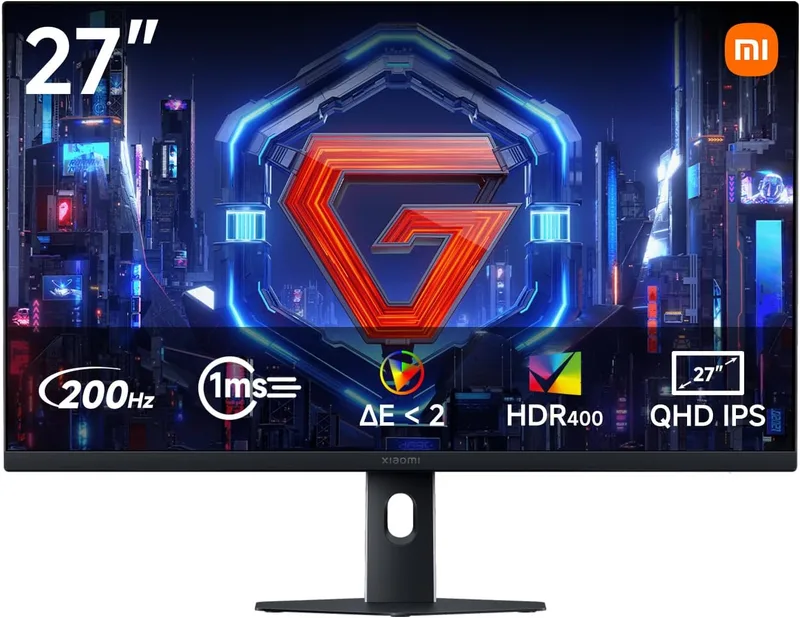 XIAOMI ▫️ Monitor de jogos G27Qi 2026 de 27 polegadas e resolução 2K, 200 Hz, 1 ms GTG, FreeSync Premium, HDR400, IPS, 100% sRGB, 95% DCI-P3, Certificação TÜV Hardware de Baixa Emissão de Luz Azul (2560 x 1440/HDMI 2.0/DP 1.4)