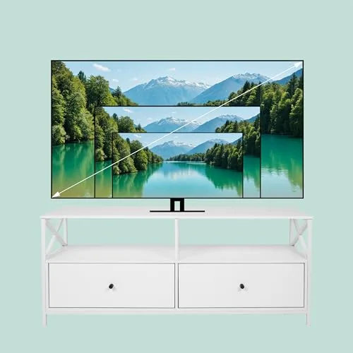 Relaxdays ▫️ Móvel para TV com 2 compartimentos e 2 gavetas, para televisores até 55", 50 x 120 x 40 cm, Branco 5