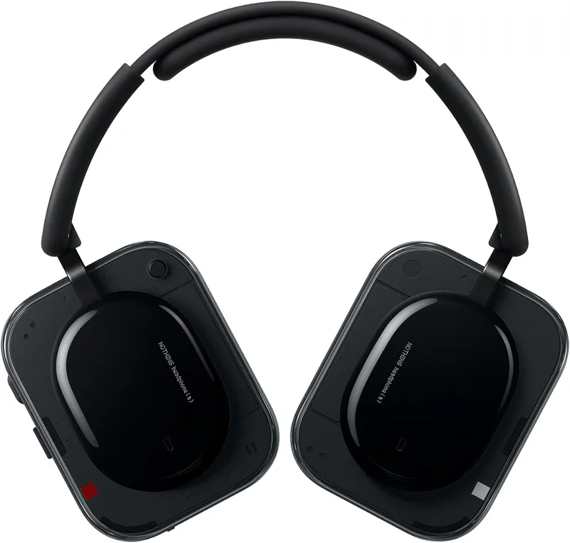 Nothing ▫️ Headphone (a) Auscultadores sem fios com arnês, com cancelamento ativo de ruído, até 135 horas de autonomia, Hi-Res, áudio espacial, controlos táteis – Preto