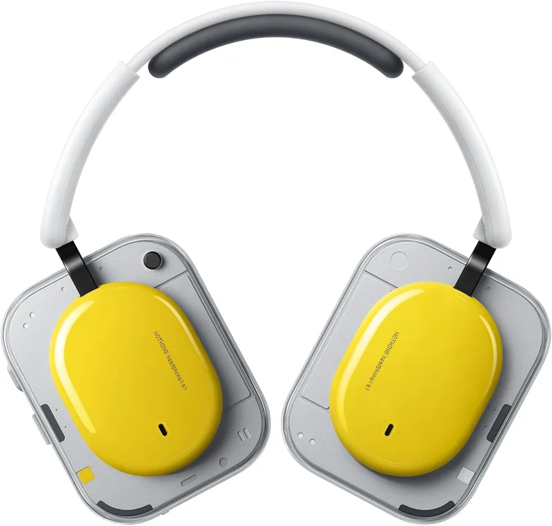 Nothing ▫️ Headphone (a) Auscultadores sem fios com arnês, com cancelamento ativo de ruído, até 135 horas de autonomia, Hi-Res, áudio espacial, controlos táteis – Amarelo