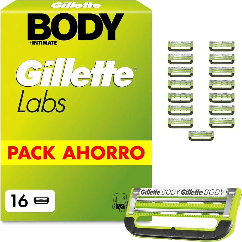 Gillette ▫️ Labs Body + Intimate Lâminas de barbear para o corpo masculino, embalagem de 16