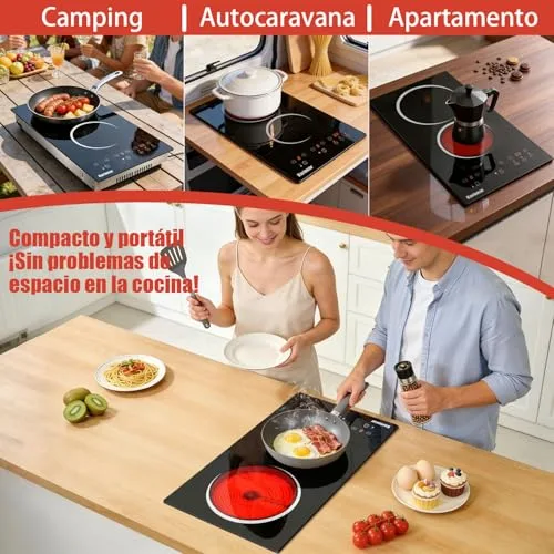 Karinear ▫️ Placa Vitrocerâmica Portátil de 2 Fogo com Tomada, 3000 W 2
