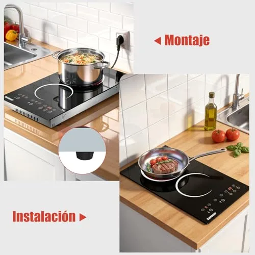 Karinear ▫️ Placa Vitrocerâmica Portátil de 2 Fogo com Tomada, 3000 W 6