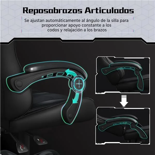 Yaheetech ▫️ Cadeira de jogos com massajador – Cadeira de escritório ergonómica preta 4