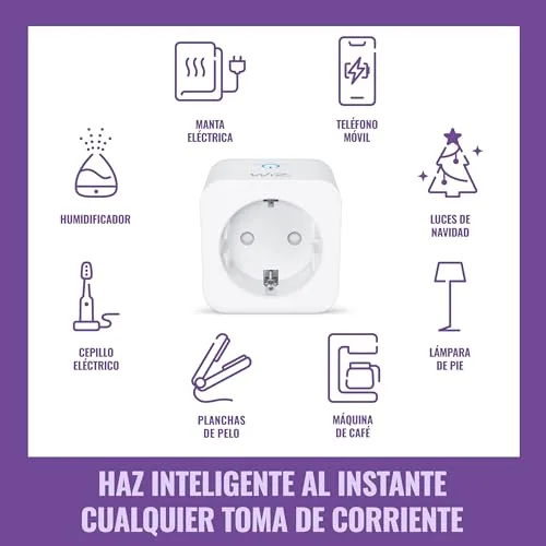 WiZ ▫️ Tomada Inteligente Wi-Fi, Tipo F, 230 V, 50 Hz, Fácil Instalação, Certificação Matter, Controlo Inteligente, Comandos de Voz, Compatível com Alexa, Google Home e Apple Home, Conjunto de 2 2