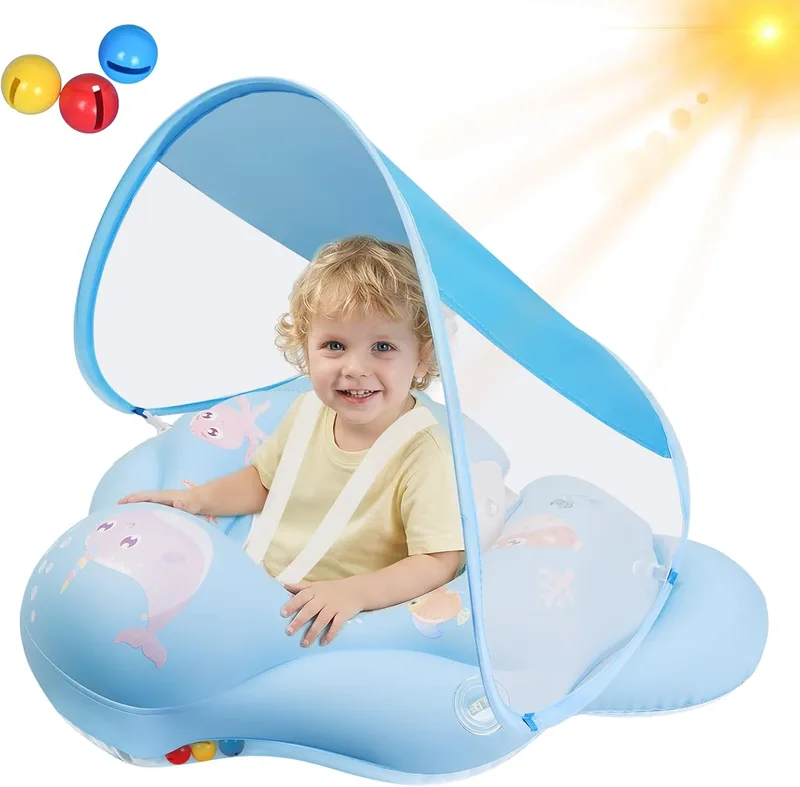 Oziral ▫️ Colete flutuante para bebés com proteção solar UPF50+ e capuz. Coletes flutuantes para bebés, piscina para crianças. Anel de natação