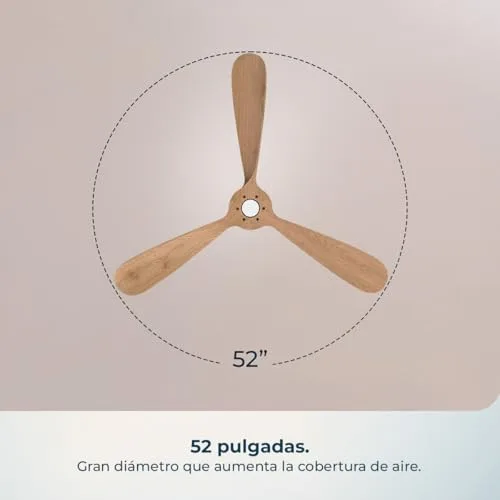 Cecotec ▫️ Ventilador de teto EnergySilence 5400 Classic Branco e Madeira Clara 3