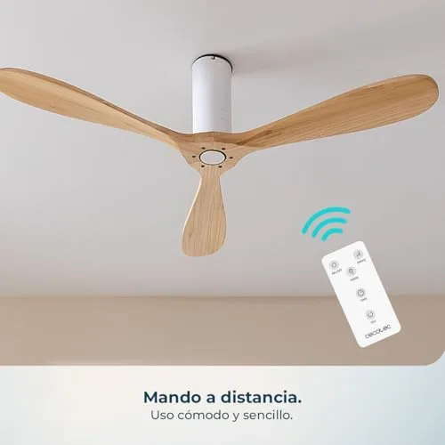 Cecotec ▫️ Ventilador de teto EnergySilence 5400 Classic Branco e Madeira Clara 4