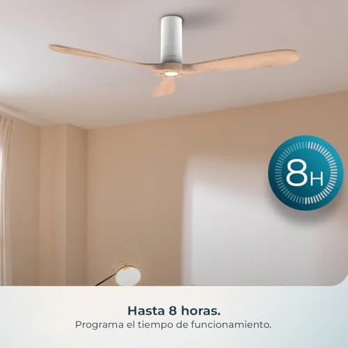 Cecotec ▫️ Ventilador de teto EnergySilence 5400 Classic Branco e Madeira Clara 5