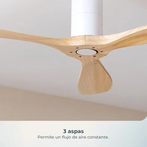Cecotec ▫️ Ventilador de teto EnergySilence 5400 Classic Branco e Madeira Clara 6