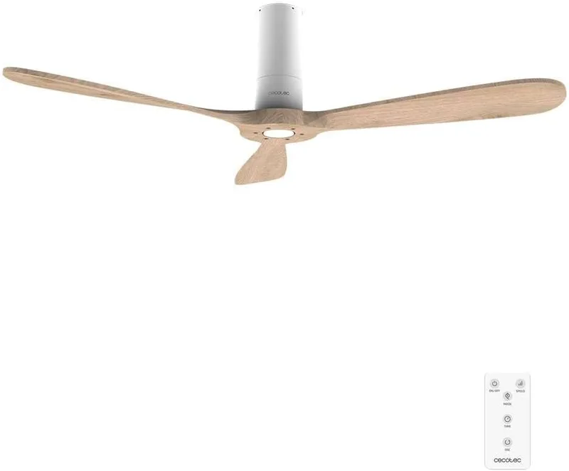 Cecotec ▫️ Ventilador de teto EnergySilence 5400 Classic Branco e Madeira Clara