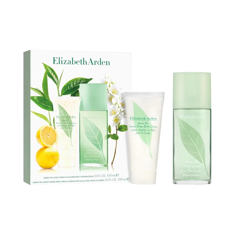 Elizabeth Arden ▫️ Conjunto de 2 peças Chá Verde, Spray de Perfume e Creme Corporal Gotas de Mel, Duo Refrescante e Hidratante para uma Pele Suave e Perfumada