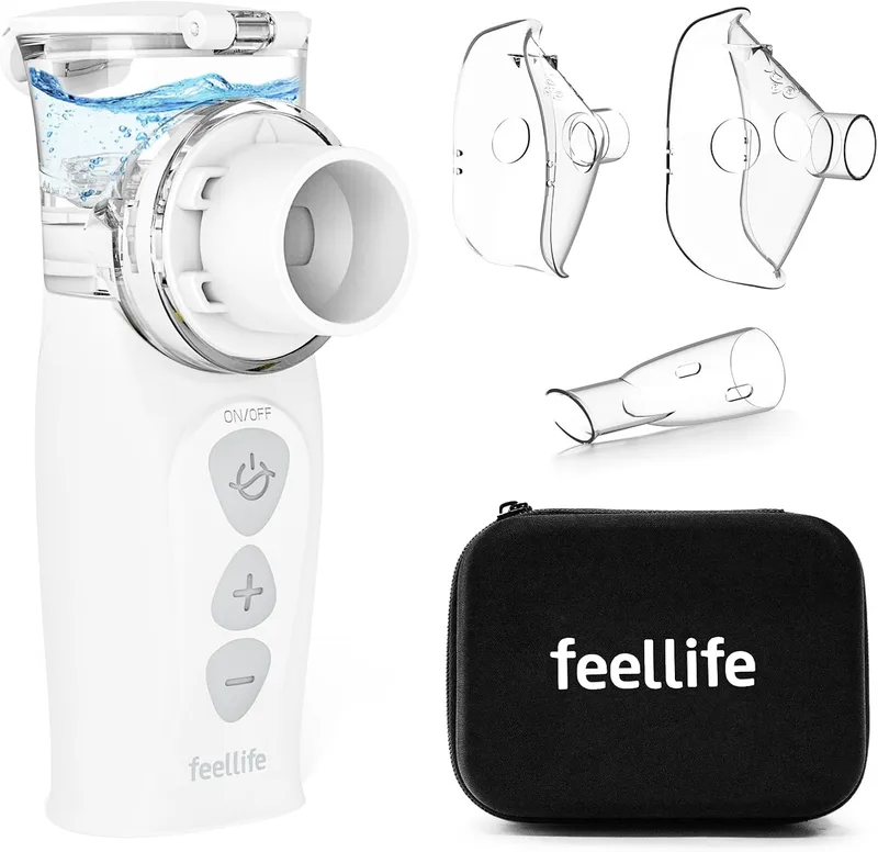 FEELLIFE ▫️ Nebulizador portátil silencioso recarregável tipo C, nebulizador para bebés e adultos, taxa de atomização ajustável, para tratamento da tosse, doenças respiratórias, etc.