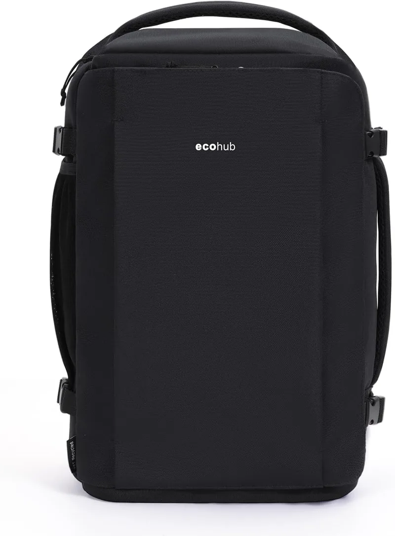 ECOHUB ▫️ Mochila Ryanair com compartimento próprio para PC, bolso oculto na parte traseira para ecrãs até 15,6" | Costas almofadadas e respiráveis para maior conforto, 10 bolsos, fechos SBS e costuras reforçadas para segurança nas viagens
